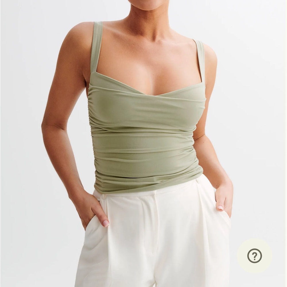 Meshki Hailey Sage Green Ruched Top